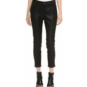 Rag & Bone Dash Suede Lamb Leather Crop Pants Black Size 26